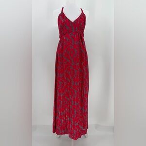 Rare Anthropologie Maple Red‎ Floral Halter Maxi Dress | Size 4 | Boho